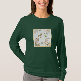 Camiseta floral e aves