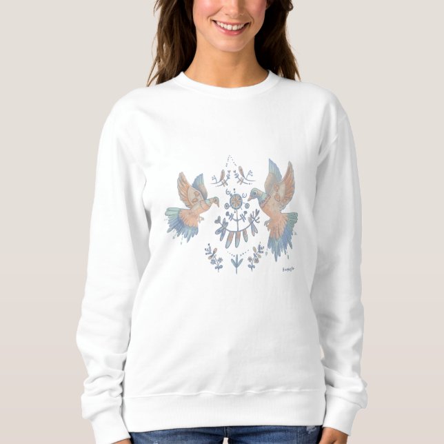 Camiseta floral e aves (Frente)