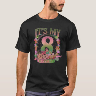 Camiseta Floral É Meu 8º Aniversário Menina de 8 Anos de Id
