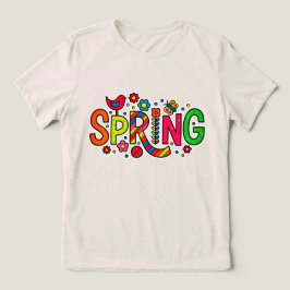 Camiseta Floral e Pássaros Coloridos da Primavera