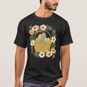 Camiseta Floral Easter Basket Flowers Easter Eggs Happy Eas