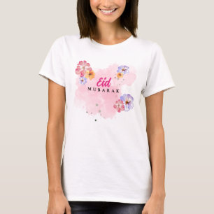 Camiseta Floral Eid Mubarak. Verão Aquarela