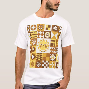 Camiseta Floral escandinavo: Abstrato Vintage Card.