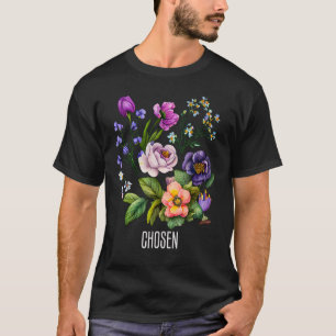 Camiseta Floral Escolhido para Mulheres Flores Baseadas na