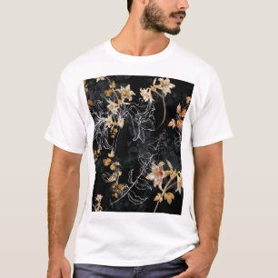 Camiseta Floral Escuro: Pintura Sem Costura Por Aquarela.