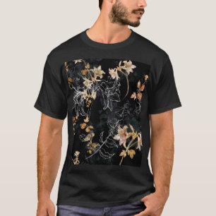 Camiseta Floral Escuro: Pintura Sem Costura Por Aquarela.