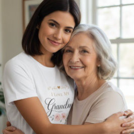 Camiseta Floral 'Eu Amo Minha Vovó' para Mulher
