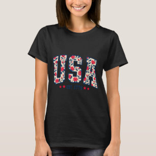 Camiseta Floral EUA Est 1776 Patriótico Wildflower 4 de jul