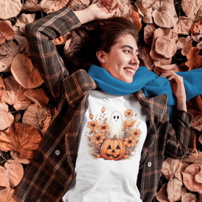Camiseta Floral Fall Halloween Pumpkin (Criador carregado)