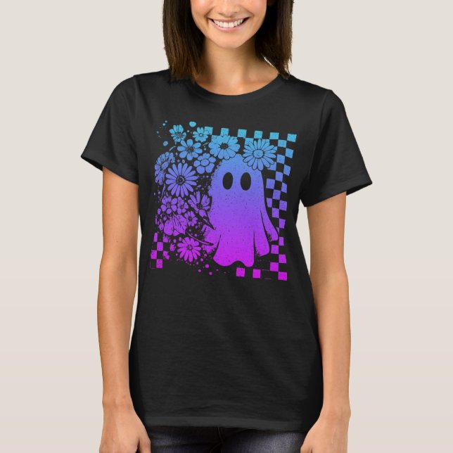 Camiseta Floral-Fall-Neon-Ghost-Halloween (Frente)