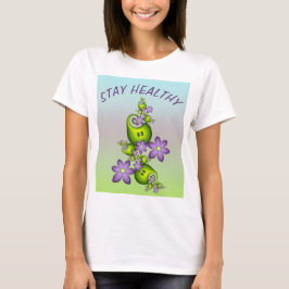 Camiseta Floral Fantasy Lilac Flores Verde Formas Fractais