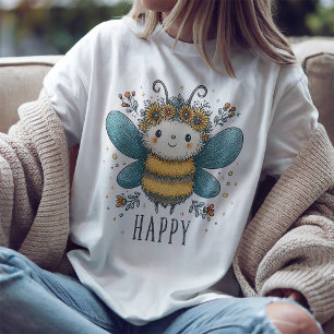 Camiseta Floral Feliz De Abelhas De Corte