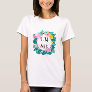 Camiseta Floral Flamingo Summer Bliss