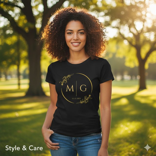 Camiseta Floral Frame Monogram Date Custom (Floral Frame Monogram Date Custom Tri-Blend Shirt)