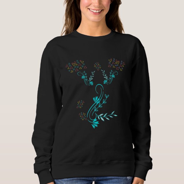 Camiseta Floral Geometric Gradient Women's Basic Sweatshirt (Frente)