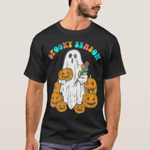 Camiseta Floral Ghost Pumpkins Spooky Season Groovy Hallowe