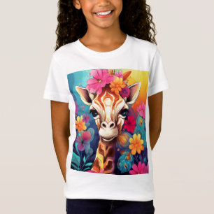 Camiseta Floral Girafa Portrait- 9320