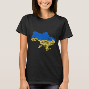 Camiseta Floral Girassol Bandeira da Ucrânia Vinta