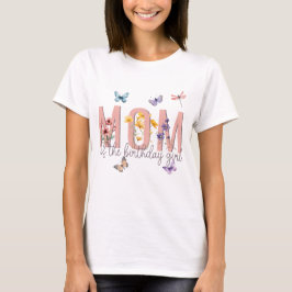Camiseta Floral Girl Birthday | Mãe da Garota de Aniversári