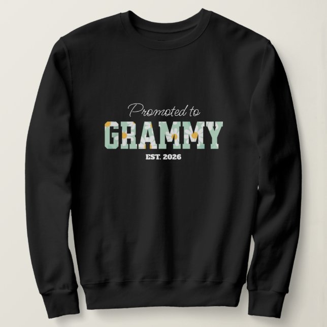 Camiseta Floral Grandma, Promoted to Grammy  (Frente do Design)