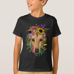 Camiseta Floral Greyhound Botanical Plant Flower Animal Pet