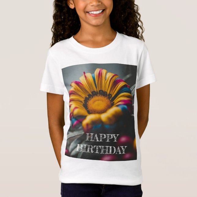 Camiseta Floral Happy Birthday Girls' (Frente)