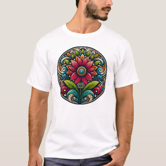 Camiseta Floral Harmony Mandala – Vibrant Botanical Symmetr
