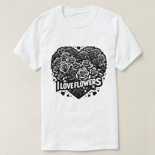 Camiseta Floral Heart Outline Design (Frente do Design)