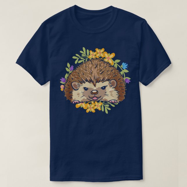 Camiseta Floral Hedgehog Flower Hedgepig Furze-porco Para H (Frente do Design)