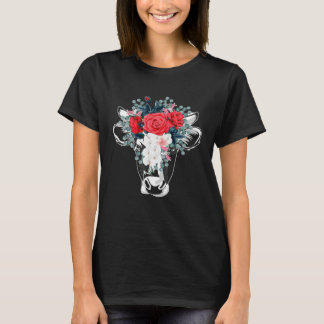 Camiseta Floral Highland Cow Heifer Dairy Fazenda Animal Wi