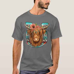 Camiseta Floral Highland Cow Heifer Horsferes Western Count