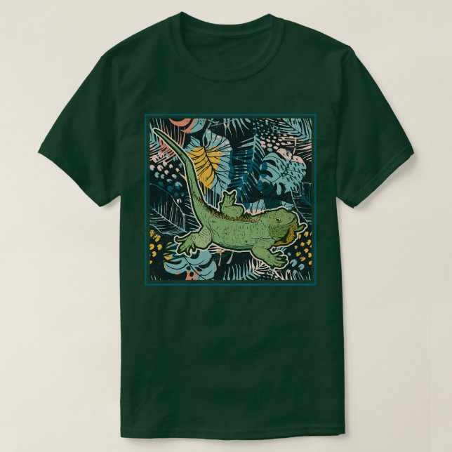 Camiseta Floral Iguana (Frente do Design)