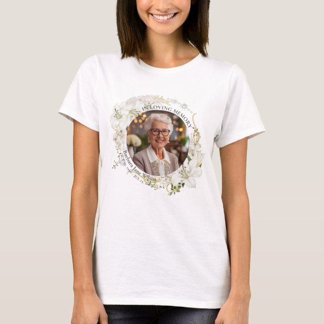 Camiseta Floral In Loving Memory Memorial Funeral Keepsake (Frente)
