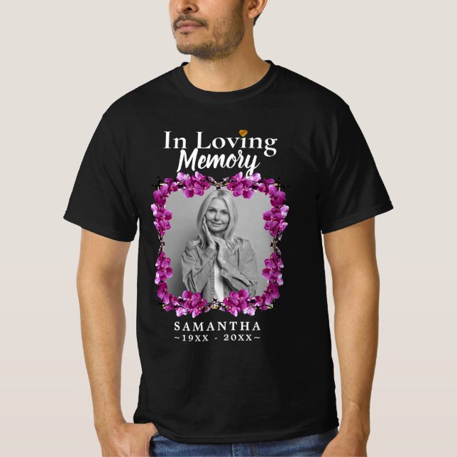 Camiseta Floral in Loving Memory Photo Perda de Mãe (Frente)
