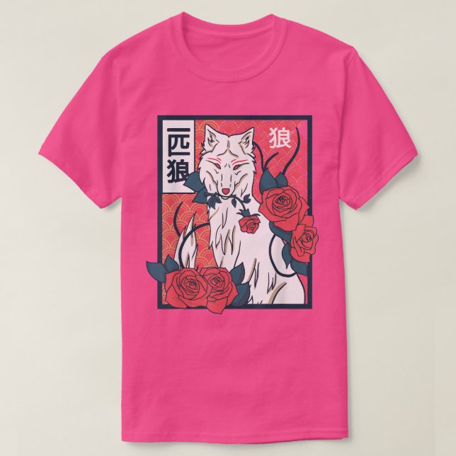 Camiseta Floral Japanese Wolf  (Frente do Design)