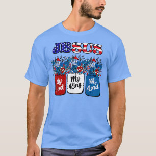 Camiseta Floral Jesus Meu Deus Meu Rei Meu Senhor Branco Ve