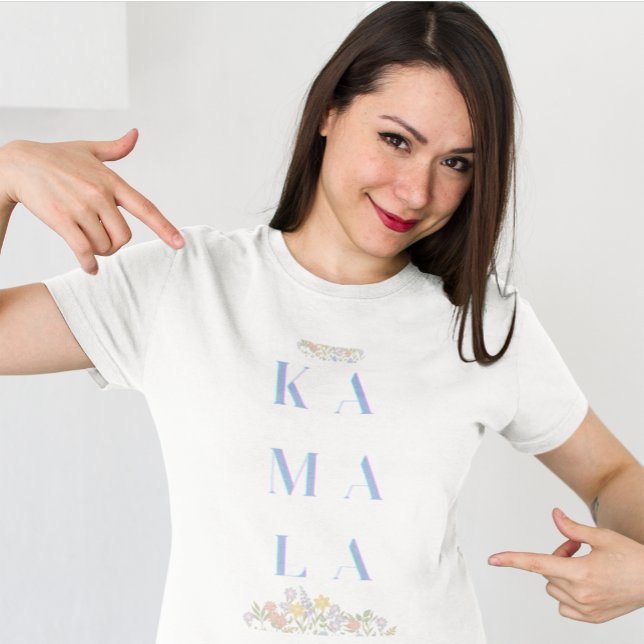 Camiseta Floral Kamala Harris. Branca (Criador carregado)