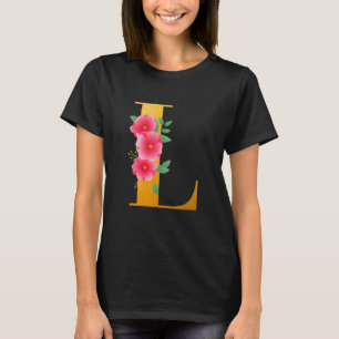 Camiseta Floral L Alfabeto Cute Monograma Inicial Letra L G