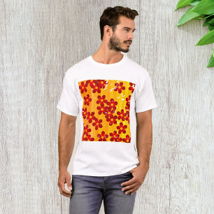 Camiseta Floral Laranja Vermelho Retro