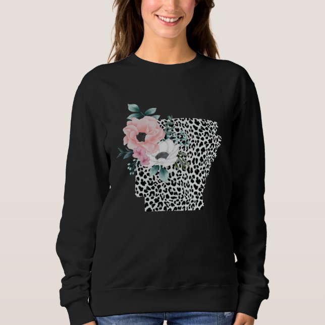 Camiseta Floral Leopard Arkansas Patriotic Woman Girl (Frente)