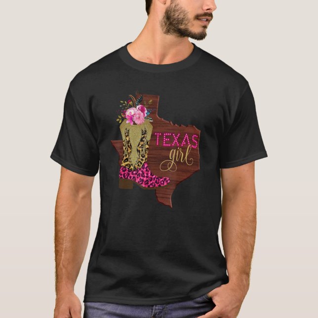 Camiseta Floral Leopardo Texas Rapariga Rústica Boca Wes (Frente)
