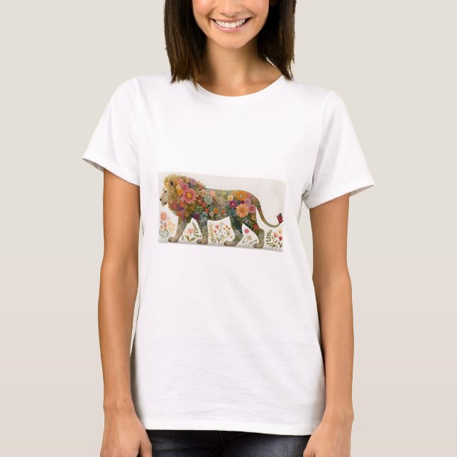 Camiseta Floral Lion Silhouette (Frente)