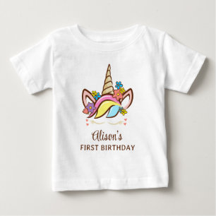 Camiseta Floral Magical Unicorn Colorida Birthday