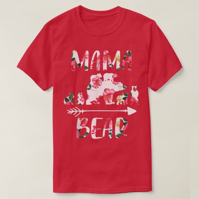 Camiseta Floral Matching Family Outfits, Funny Mama Bear Si (Frente do Design)