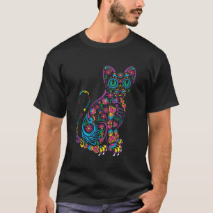 Camiseta Floral Mexicano Alebrije Cat Halloween