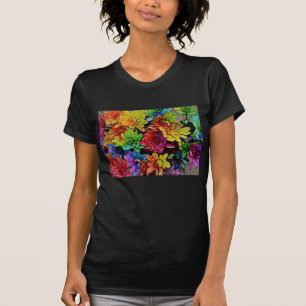 Camiseta Floral Multicolorida (Preta)