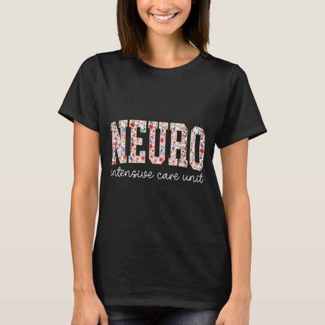 Camiseta Floral Neuro Icu Nurse Brain Neuroscience Icu Nurs (Frente)