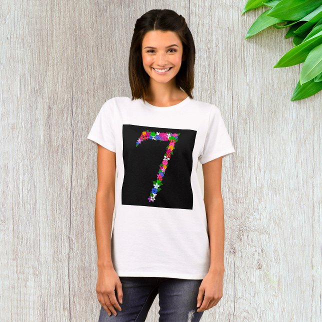 Camiseta Floral Number Seven Botanical Flower Design (Criador carregado)