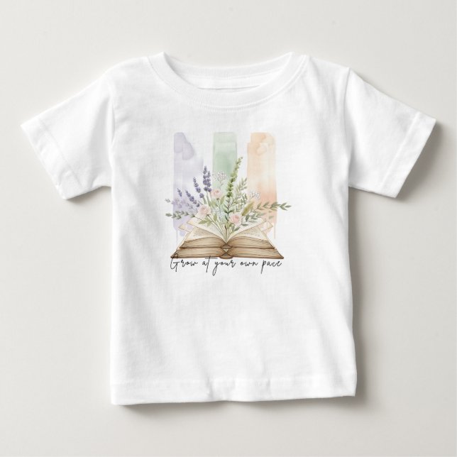 Camiseta Floral Open Book Watercolor Art (Frente)