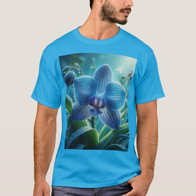 Camiseta Floral Orquídea Azul (Frente)